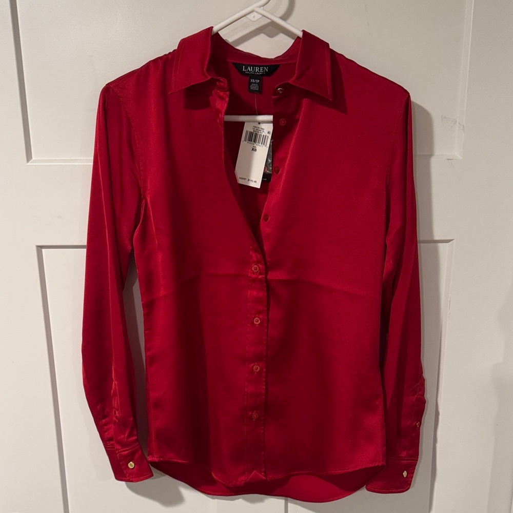 NWT Ralph Lauren Women's Red Button-Up XS